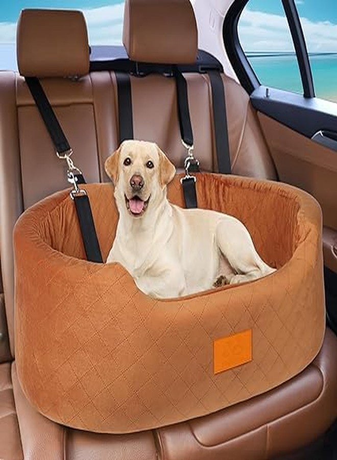 BLESSING PET SUPPLY Dog Car Seat for Small & Medium Dogs, Elevated Dog Booster Seat, Detachable and Washable Pet Car Seat (Dog Booster Car Seat Back, Brown) - Image 1